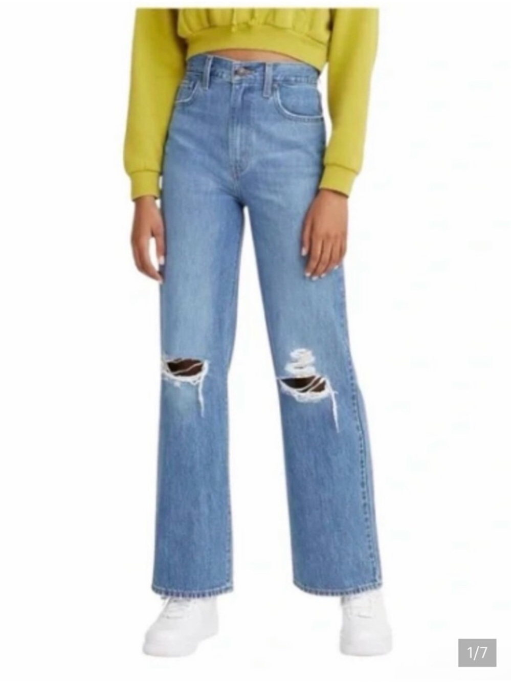 Levis High Waisted Straight 30 distressed